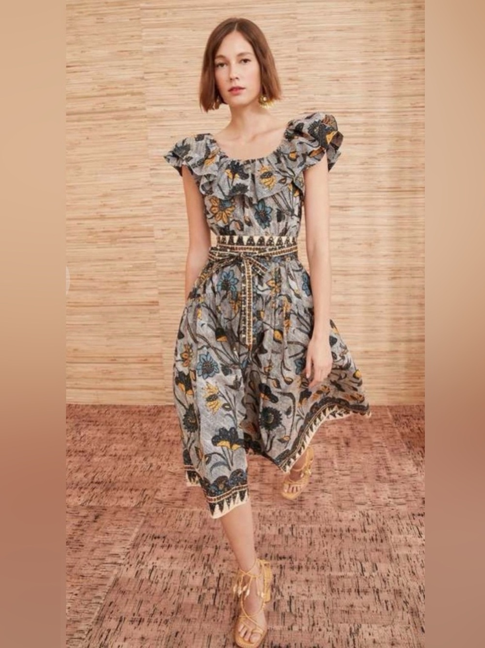 Ulla Johnson Amira Dress in Portofino, Cotton Midi Dress Floral Size 0